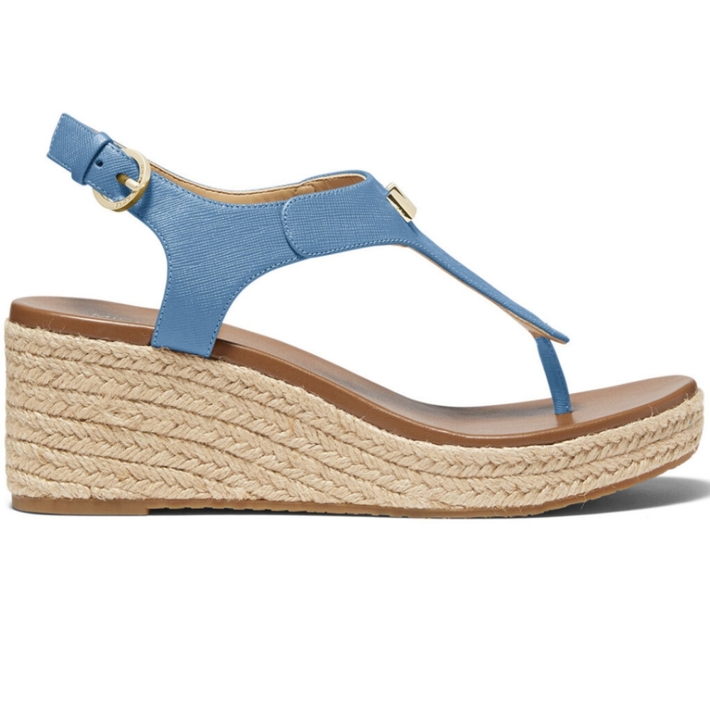 MICHAEL Michael Kors Women's Laney Blue Leather Thong Espadrille Sandals Sz 9.5